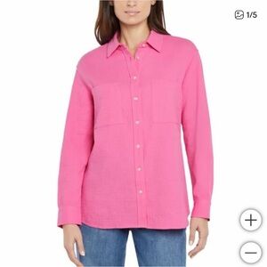 Gap Ladies Long Sleeve Cotton Gauze Button Front Shirt